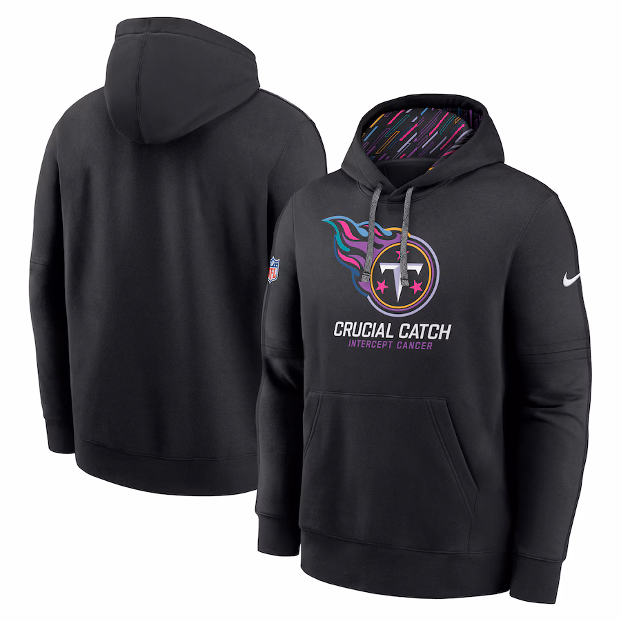 Men's Tennessee Titans Nike Black 2024 NFL Crucial Catch Club Pullover Hoodie