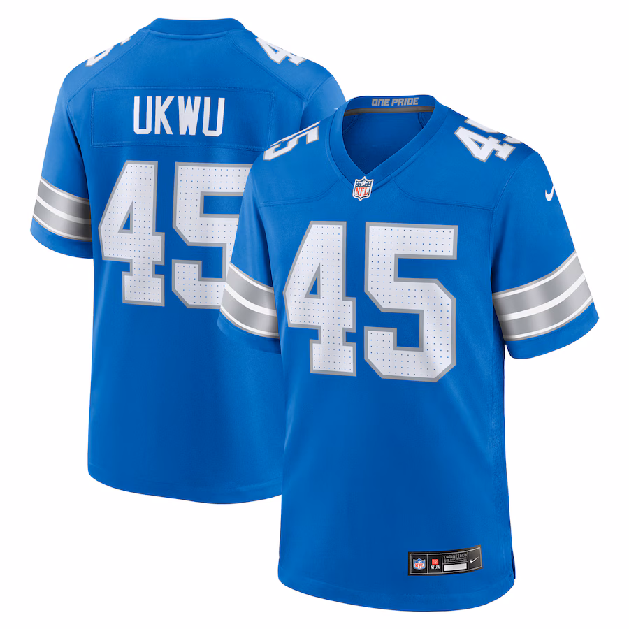 Men's Detroit Lions Isaac Ukwu Nike Blue Game Jersey