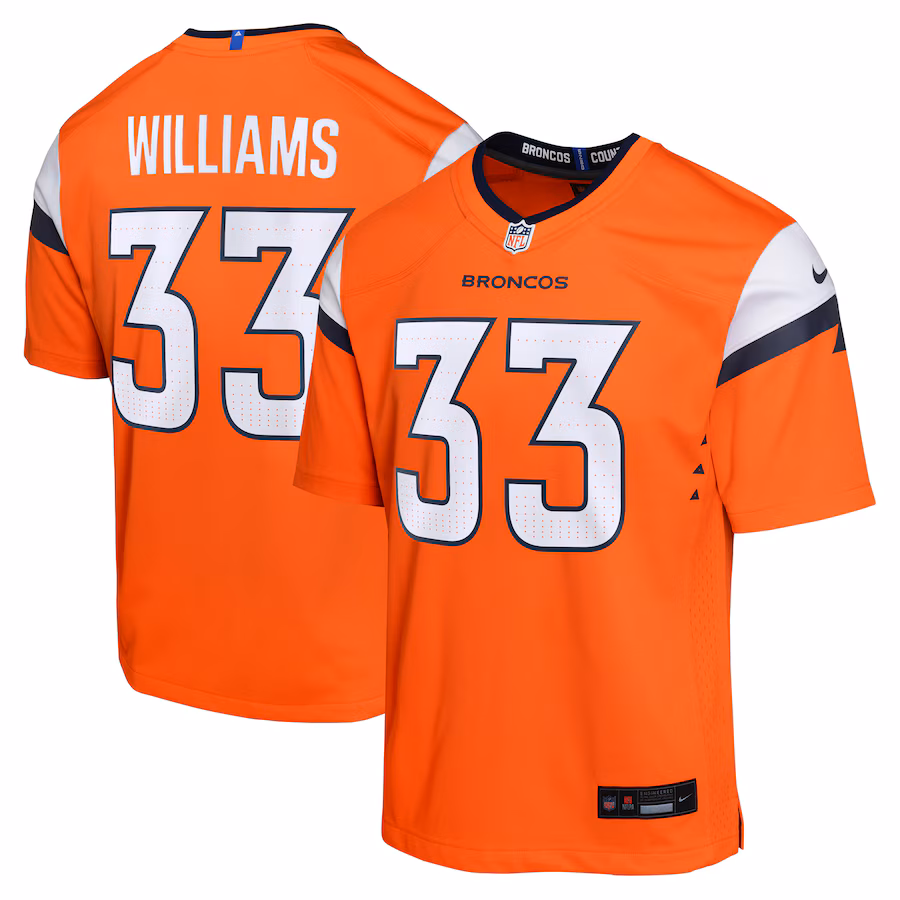 Youth Denver Broncos Javonte Williams Nike Orange Mile High Collection Game Jersey