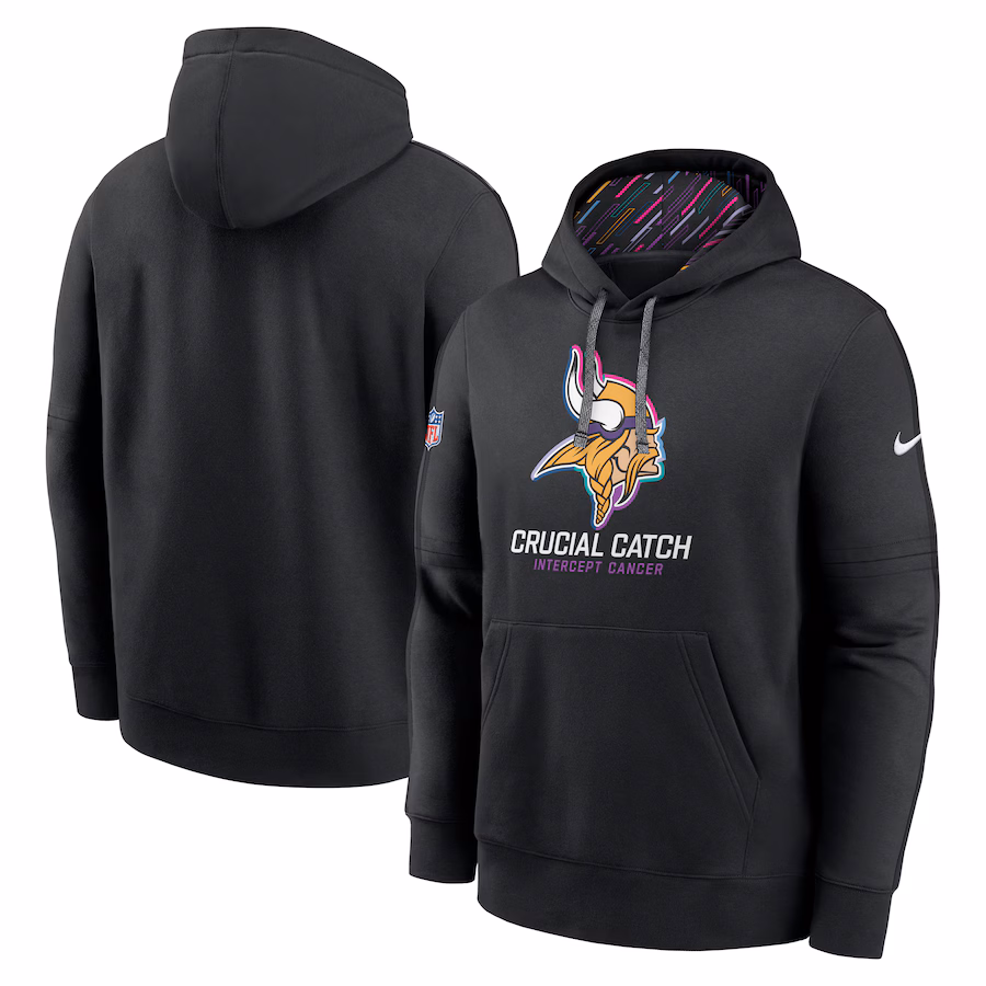 Men's Minnesota Vikings Nike Black 2024 NFL Crucial Catch Club Pullover Hoodie