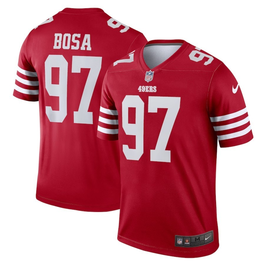 Men's San Francisco 49ers Nick Bosa Nike Scarlet Team Legend Player Performance Top