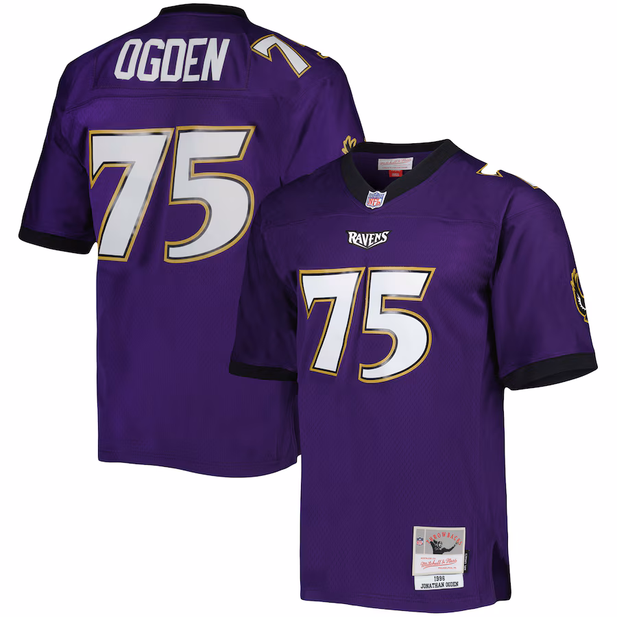 Men's Baltimore Ravens Jonathan Ogden Mitchell & Ness Purple Legacy Replica Jersey