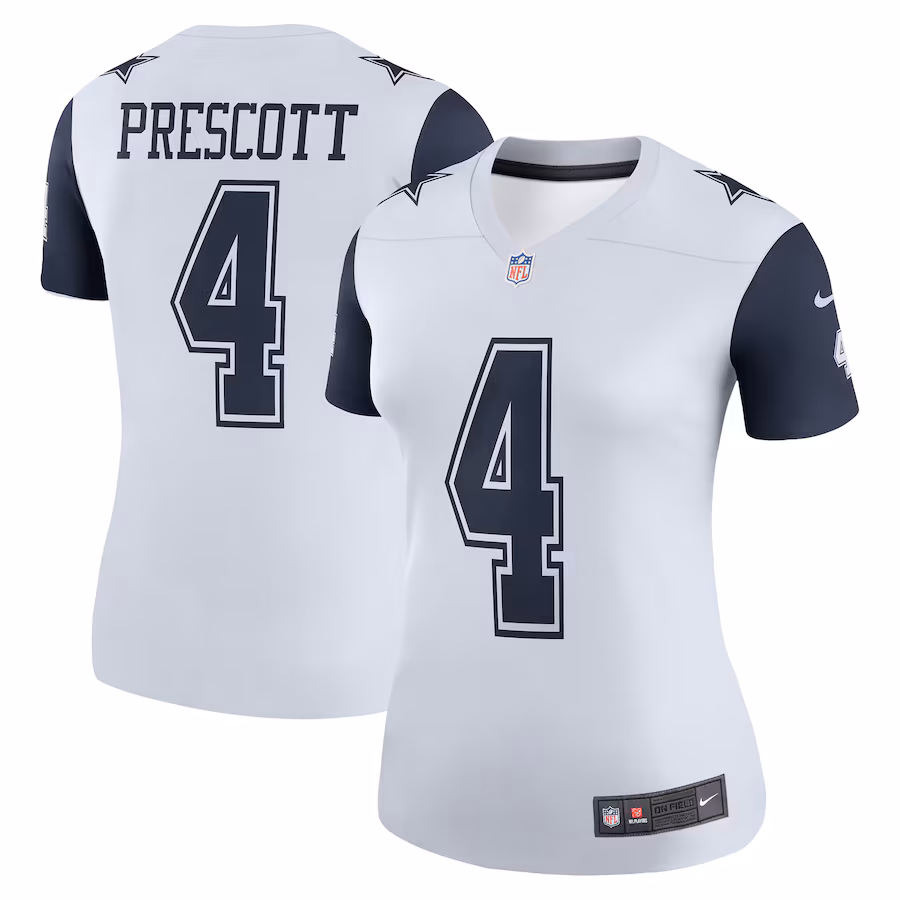 Women's Dallas Cowboys Dak Prescott Nike White Legend Player Performance Top