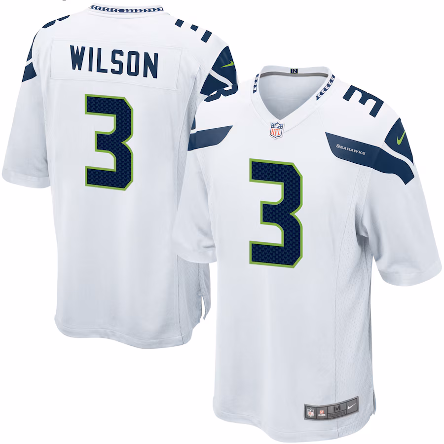 Mens Seattle Seahawks Russell Wilson Nike White Game Jersey