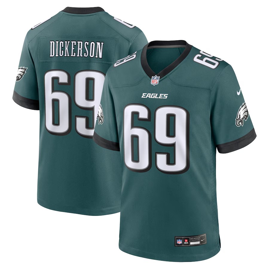 Men's Philadelphia Eagles Landon Dickerson Nike Midnight Green Team Game Jersey