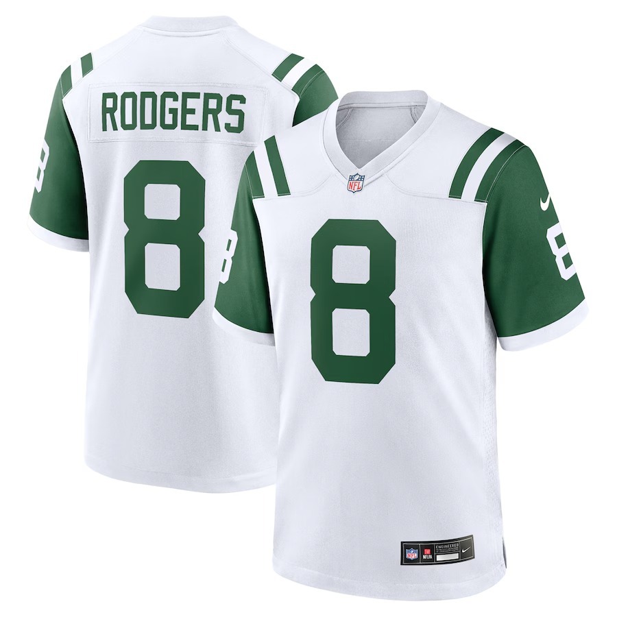 Men's New York Jets Aaron Rodgers Nike White Classic Alternate Game Jersey