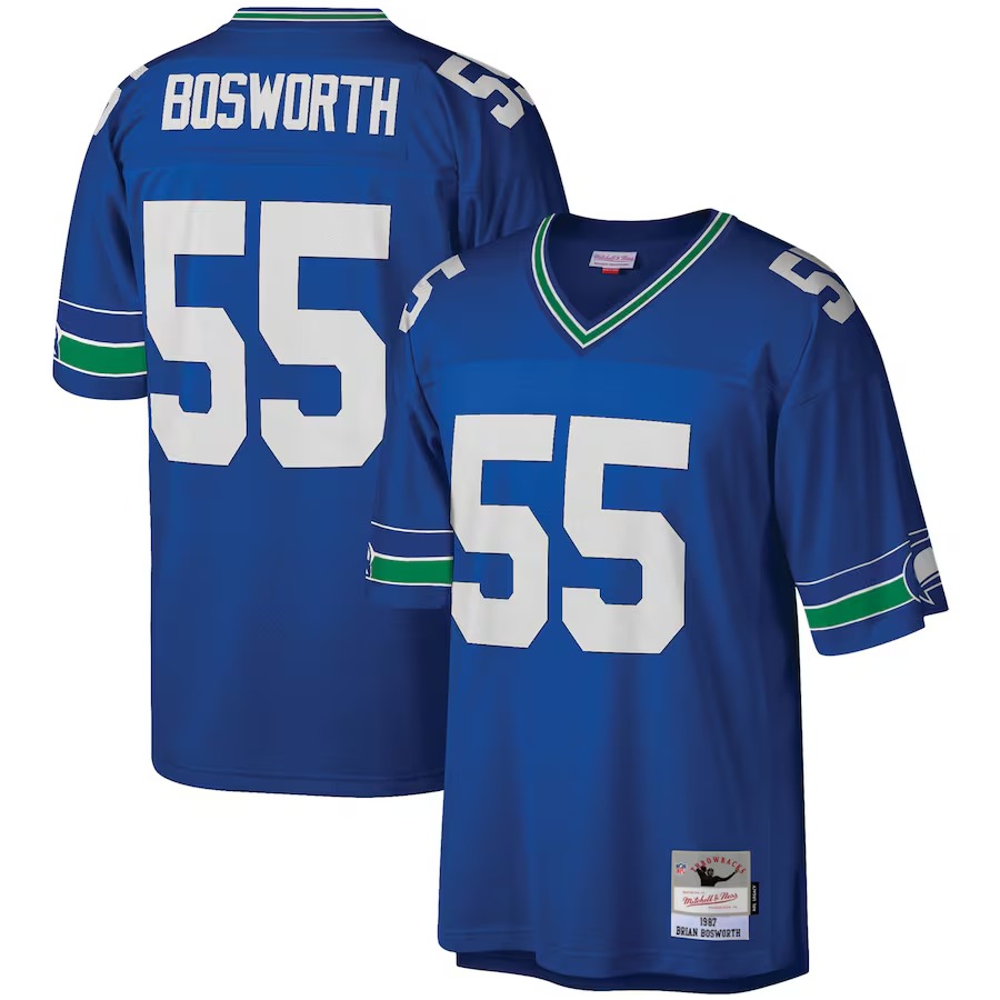Men's Seattle Seahawks Brian Bosworth Mitchell & Ness Royal Legacy Replica Jersey