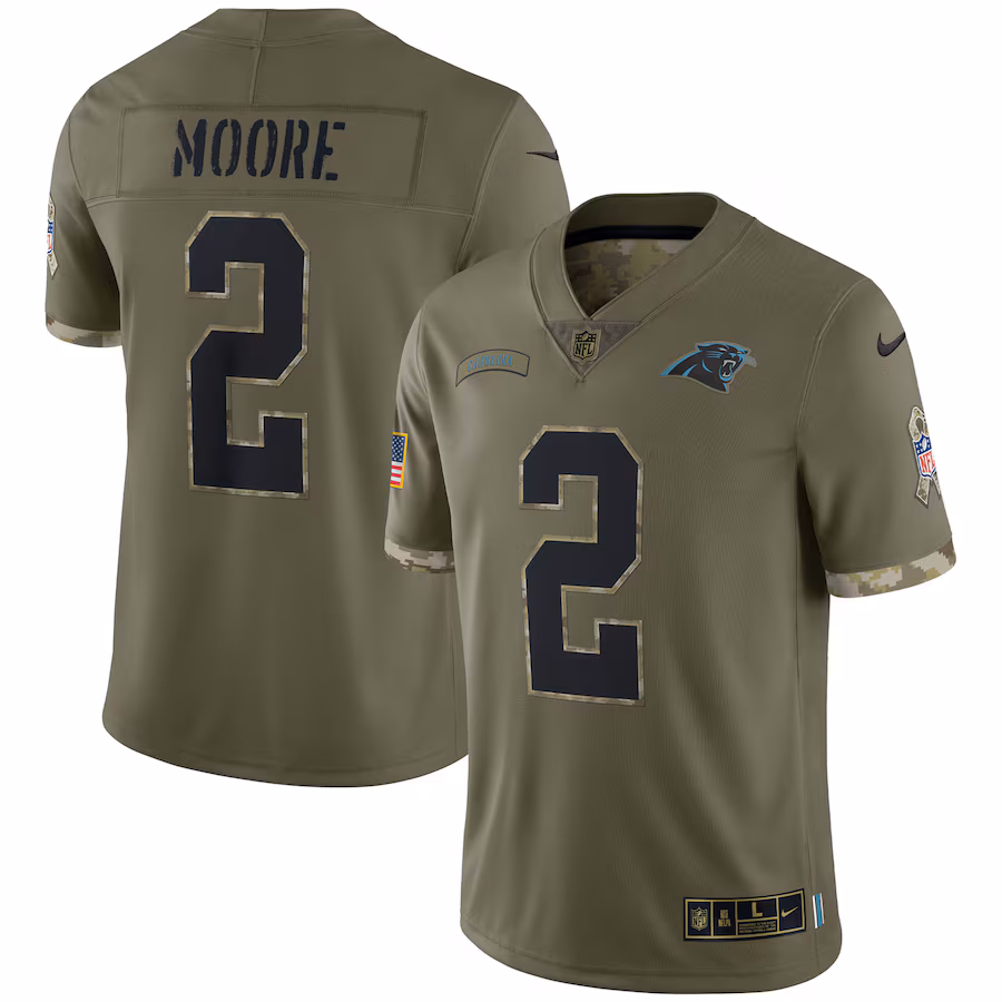 Men's Carolina Panthers D.J. Moore Nike Olive Salute To Service Limited Jersey