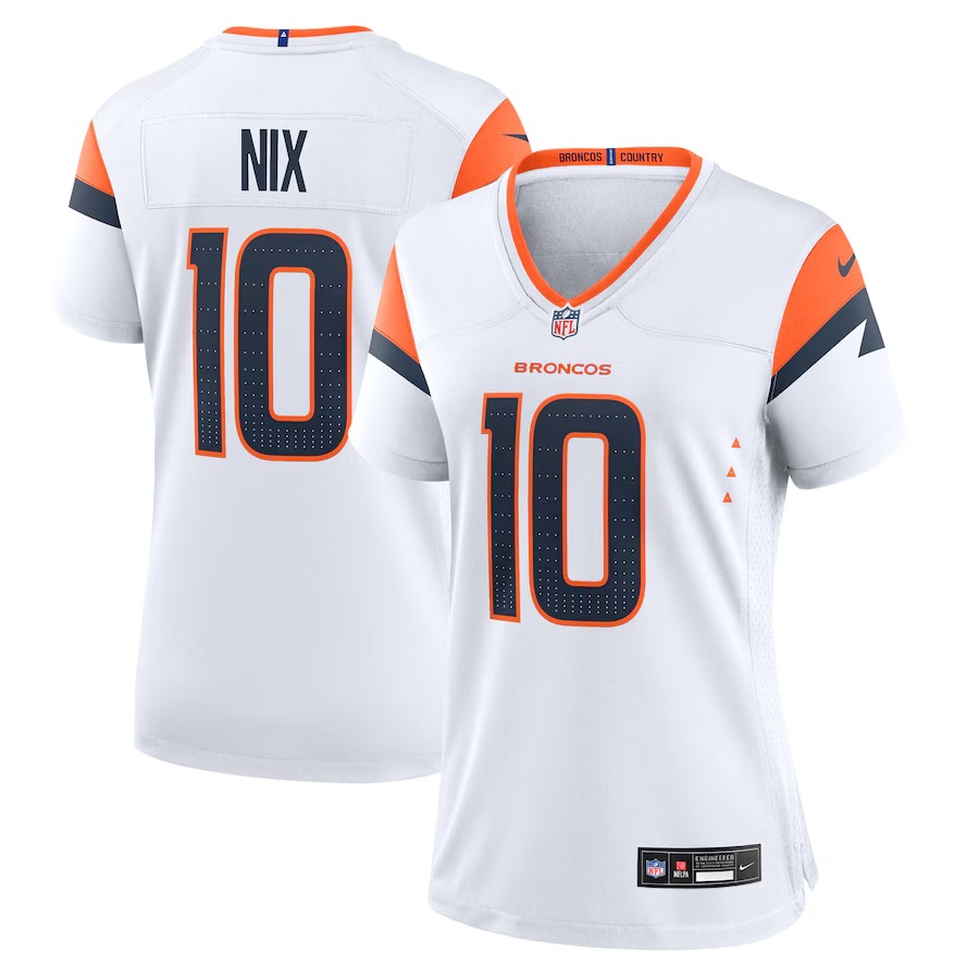 Women's Denver Broncos Bo Nix Nike White Game Jersey