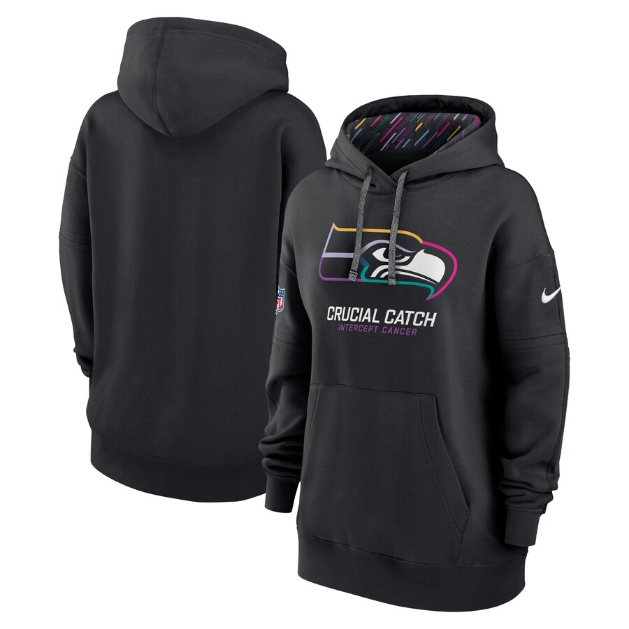Women's Seattle Seahawks  Nike Black 2024 NFL Crucial Catch Club Pullover Hoodie