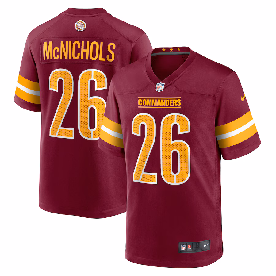 Men's Washington Commanders Jeremy McNichols Nike Burgundy Game Jersey