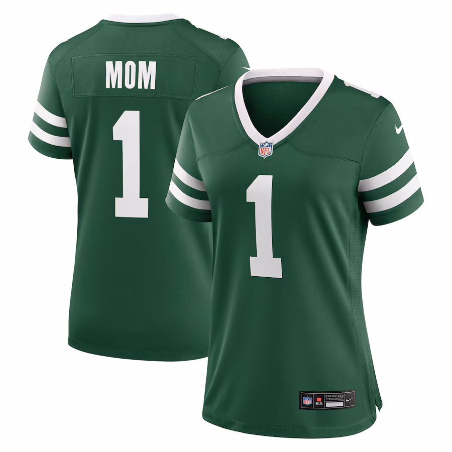 Women's New York Jets Nike Legacy Green #1 Mom Game Jersey