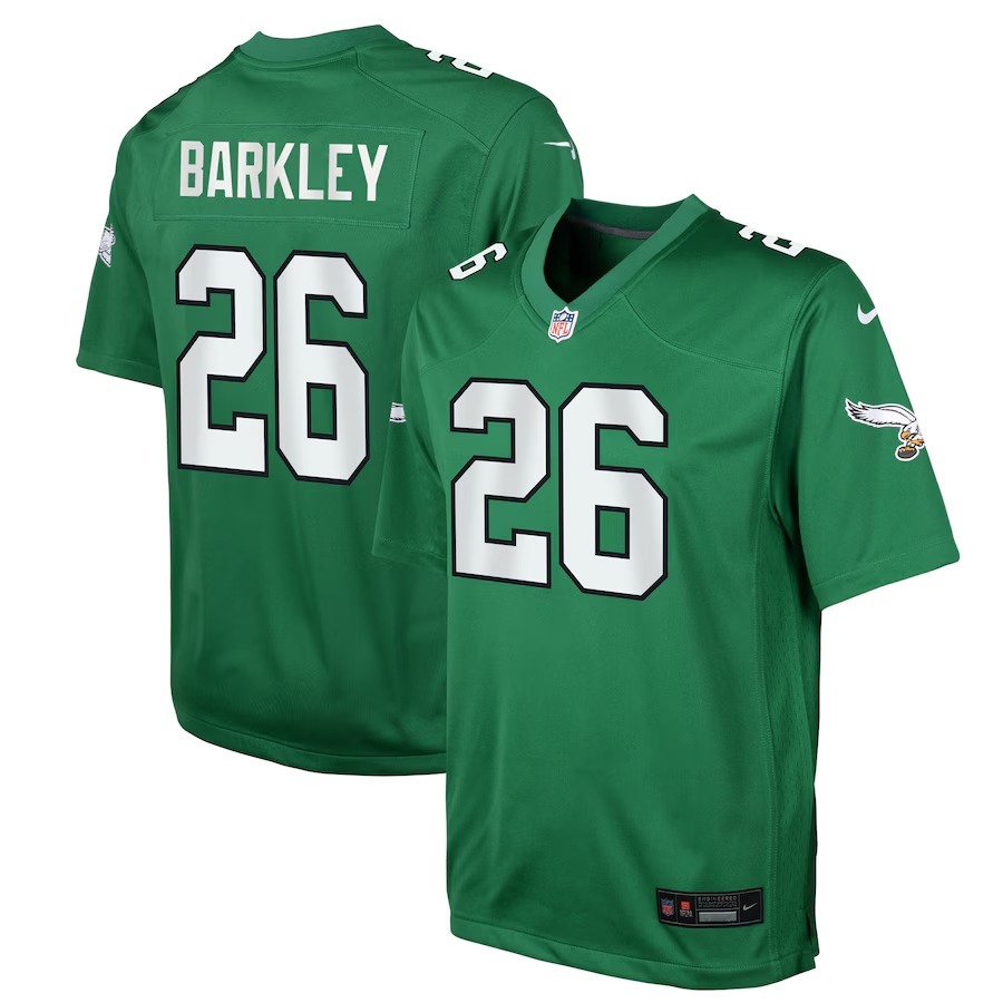 Youth Philadelphia Eagles Saquon Barkley Nike Kelly Green Alternate Game Player Jersey