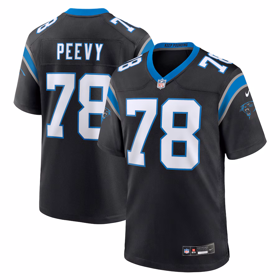 Men's Carolina Panthers Jayden Peevy Nike Black Game Jersey