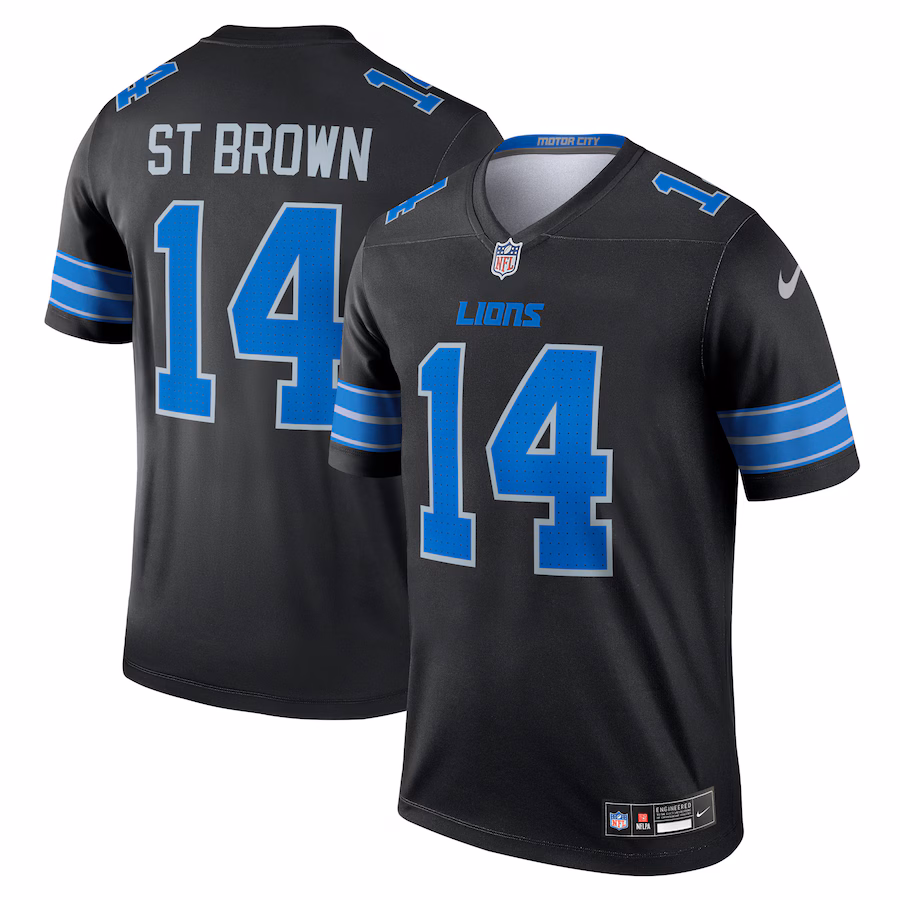 Men's Detroit Lions Amon-Ra St. Brown Nike Black Alternate Legend Player Performance Top