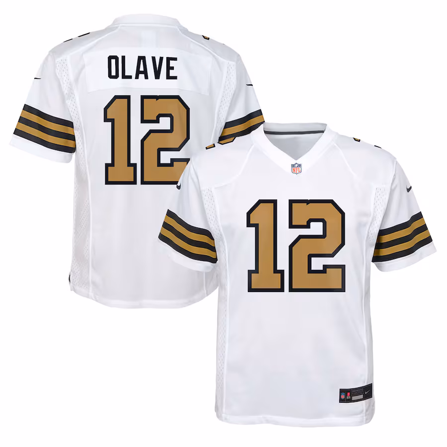 Youth New Orleans Saints Chris Olave Nike White Game Jersey