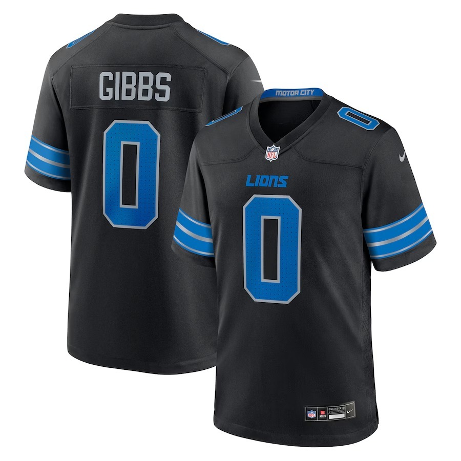 Men's Detroit Lions Jahmyr Gibbs Nike Black 2nd Alternate Game Player Jersey