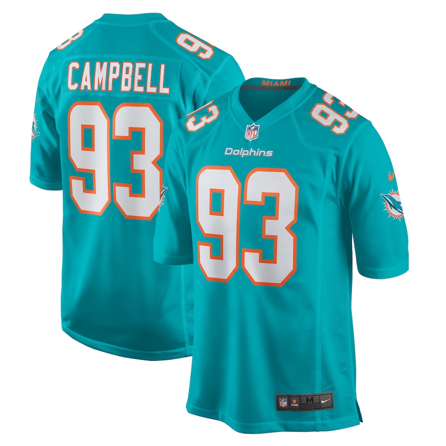 Men's Miami Dolphins Calais Campbell Nike Aqua Game Jersey