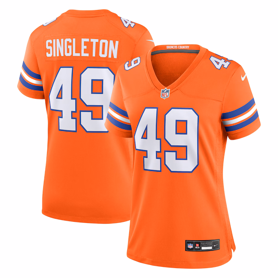 Women's Denver Broncos Alex Singleton Nike Orange Mile High Collection 1977 Throwback Player Game Jersey