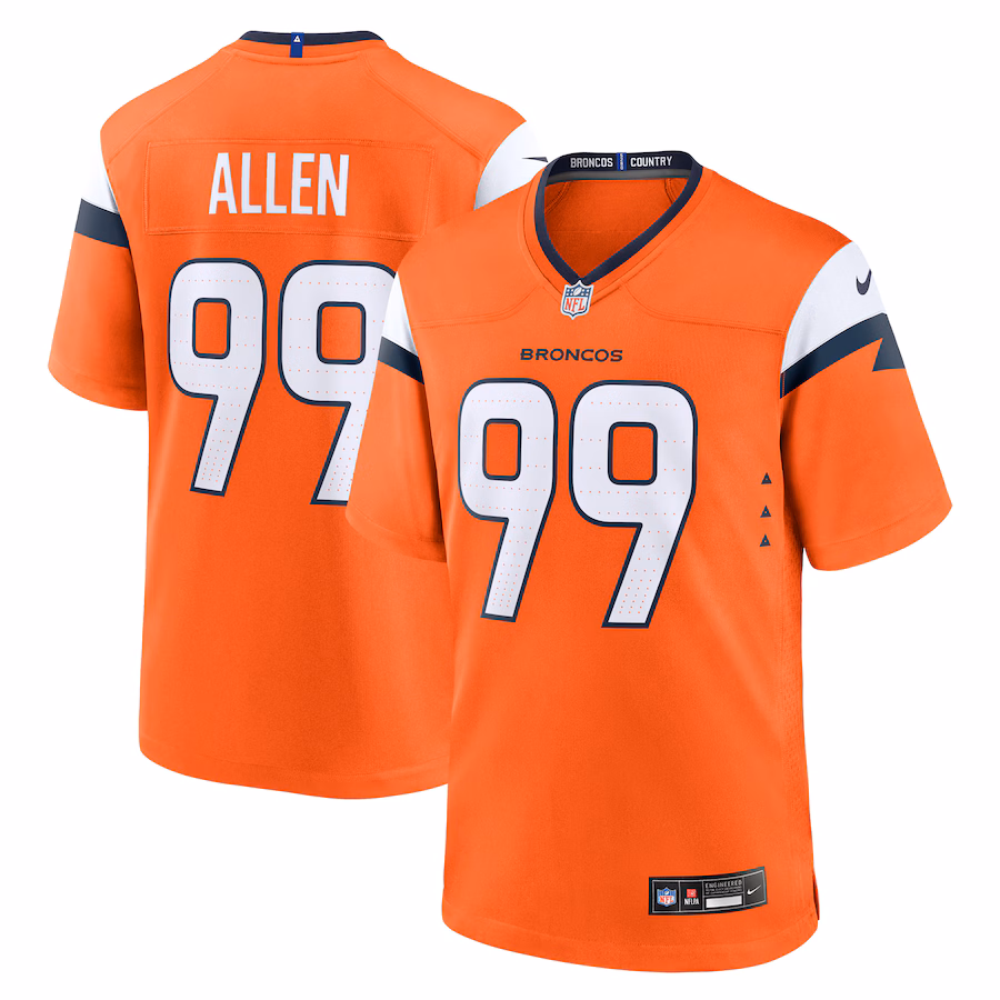 Men's Denver Broncos Zach Allen Nike Orange Team Game Jersey