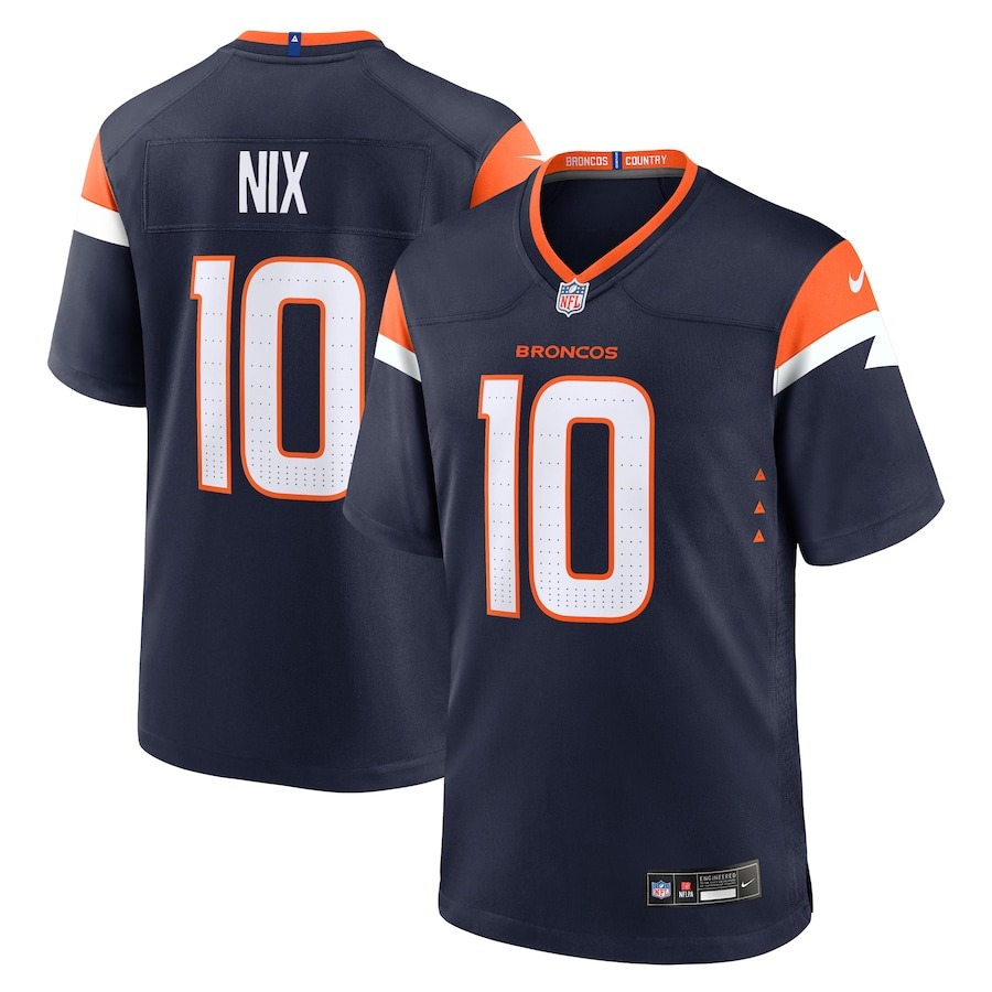 Men's Denver Broncos Bo Nix Nike Navy Alternate Game Jersey