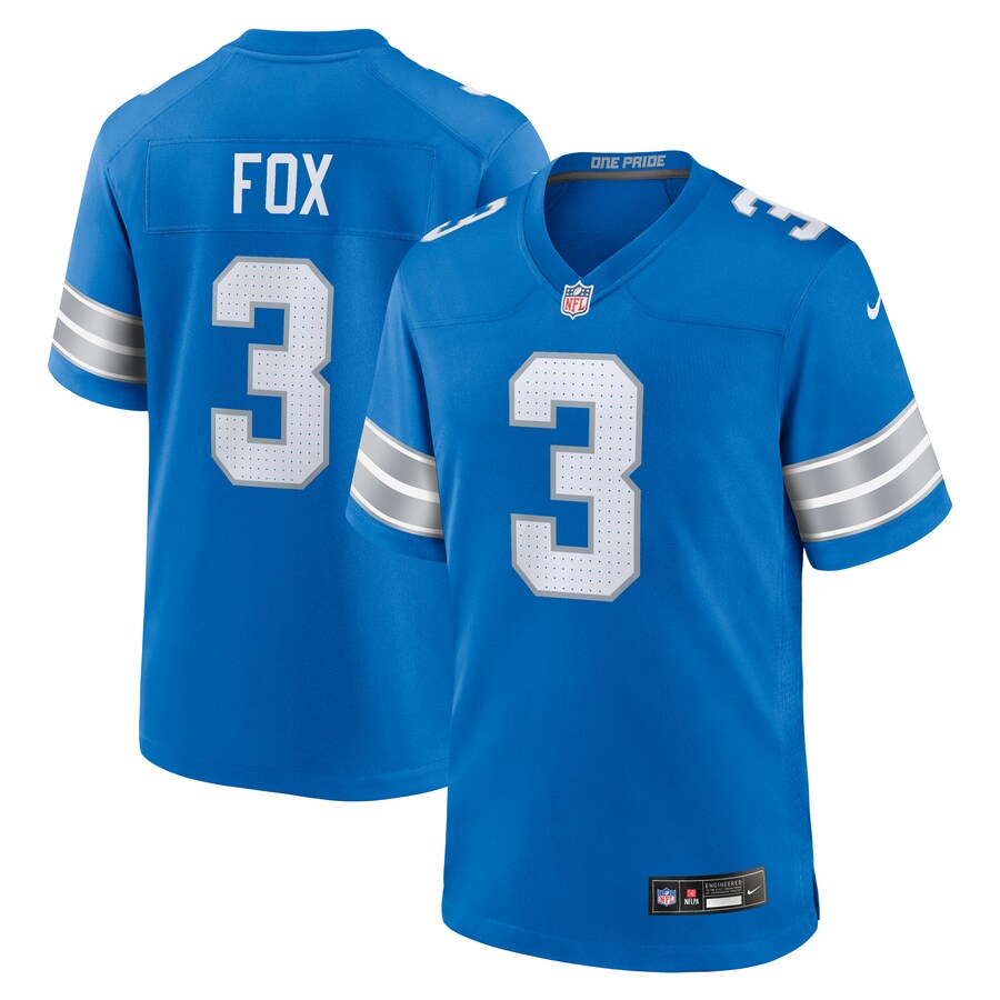 Men's Detroit Lions Jack Fox Nike Blue Team Game Jersey