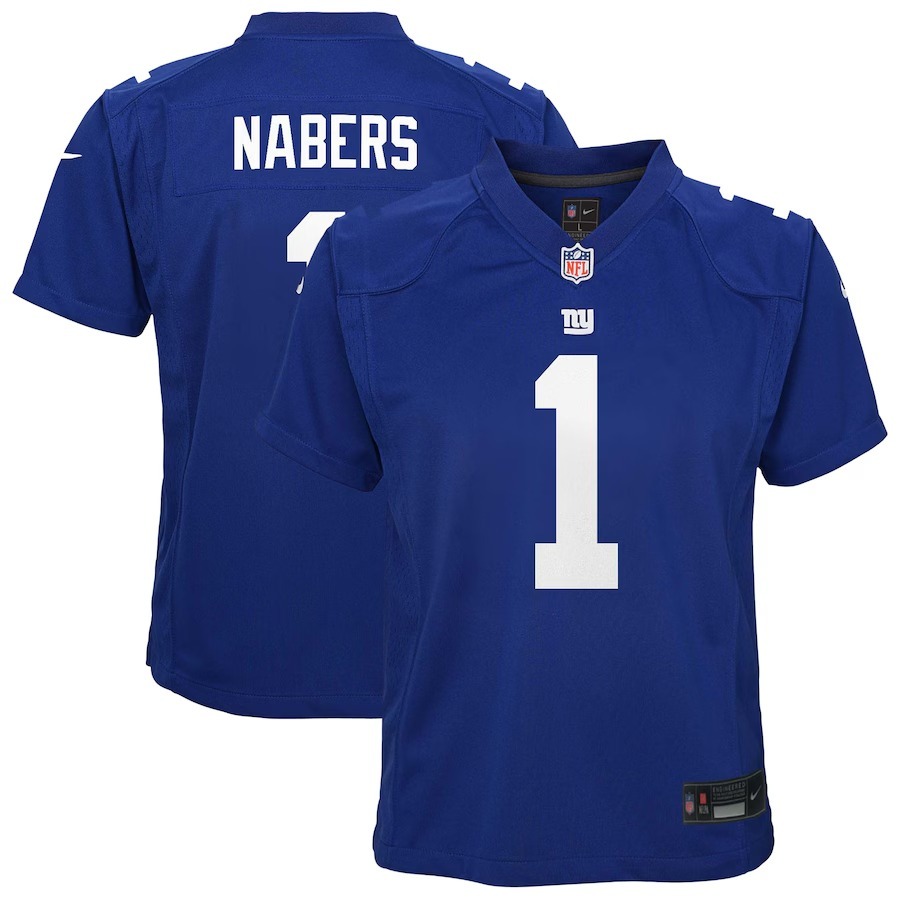 Youth New York Giants Malik Nabers Nike Royal Game Jersey