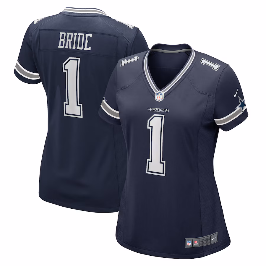 Women's Dallas Cowboys Number 1 Bride Nike Navy Game Jersey