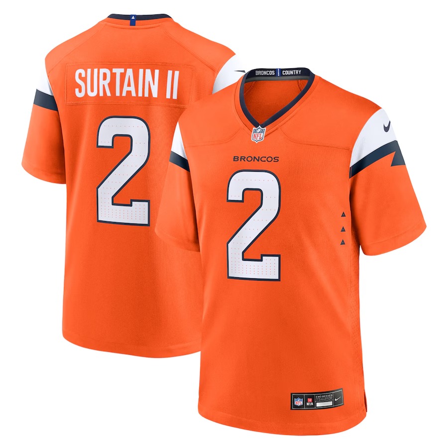 Men's Denver Broncos Patrick Surtain II Nike Orange Mile High Collection Game Jersey