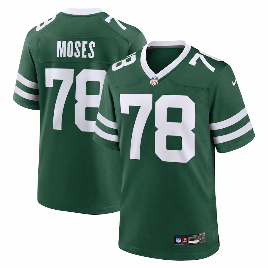 Men's New York Jets Morgan Moses Nike Legacy Green Game Jersey