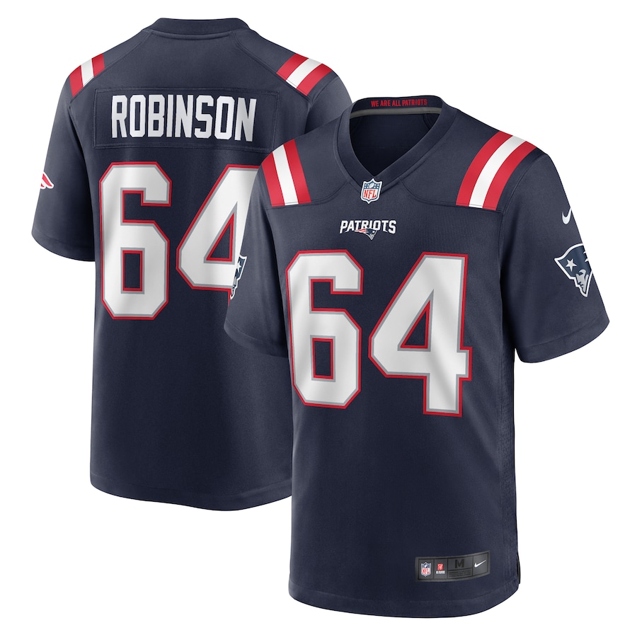 Men's New England Patriots Layden Robinson Nike Navy Game Jersey