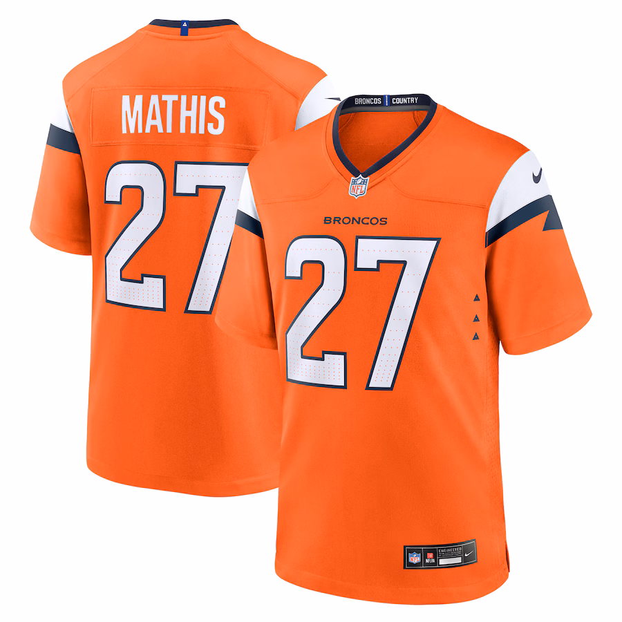 Men's Denver Broncos Damarri Mathis Nike Orange Team Game Jersey