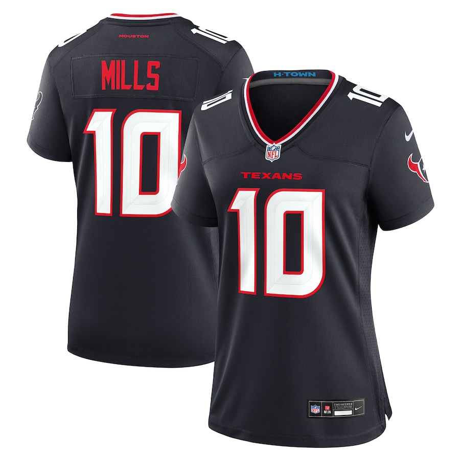 Women's Houston Texans Davis Mills Nike Navy Team Game Jersey