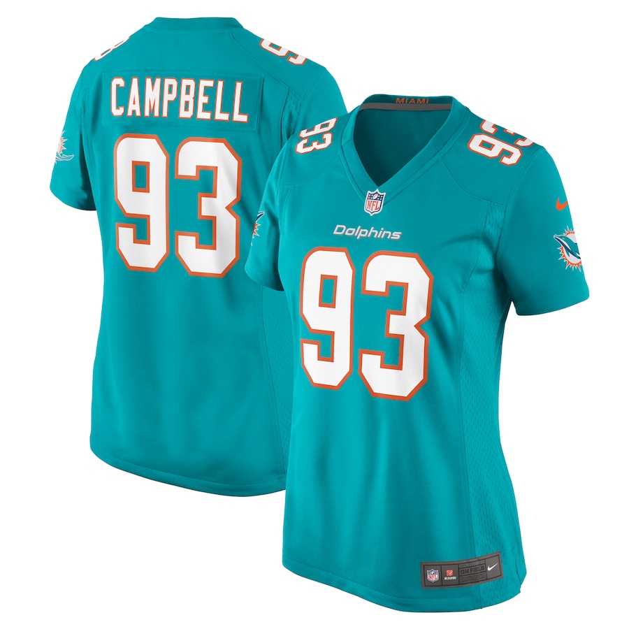 Women's Miami Dolphins Calais Campbell Nike Aqua Game Jersey