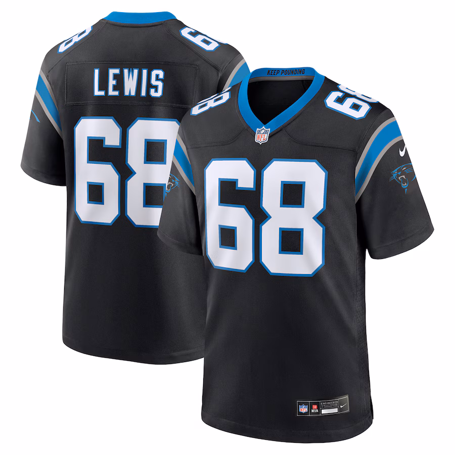 Men's Carolina Panthers Damien Lewis Nike Black Game Jersey