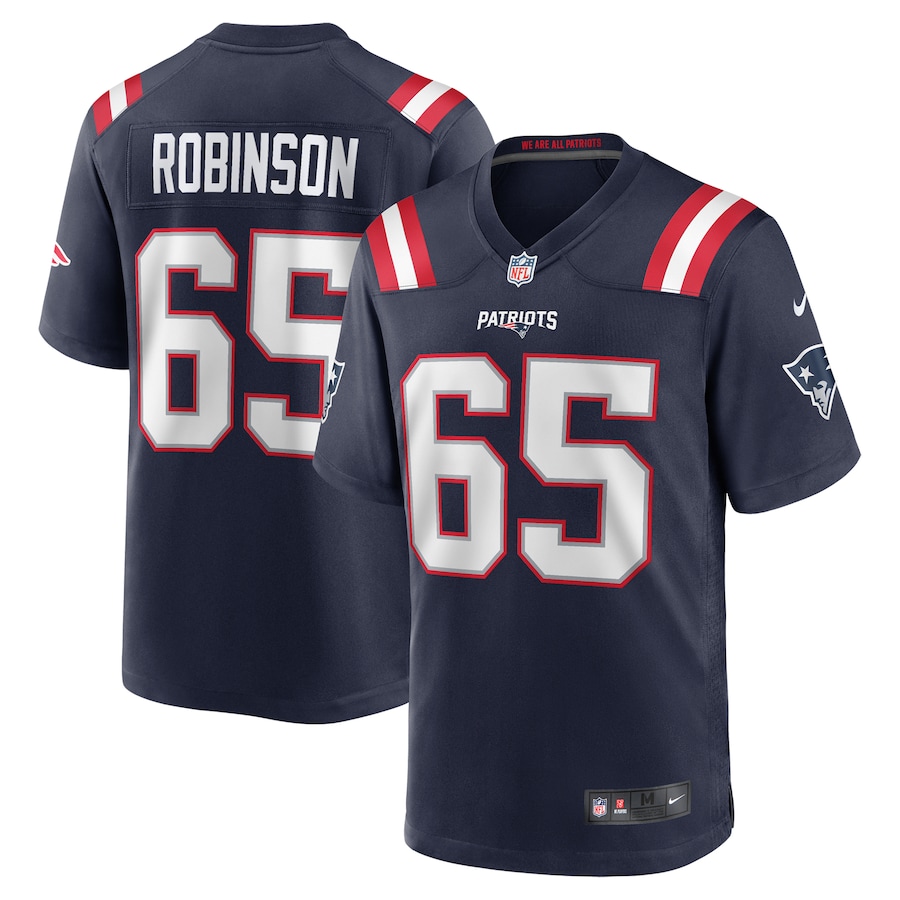 Men's New England Patriots Tyrese Robinson Nike Navy Game Jersey