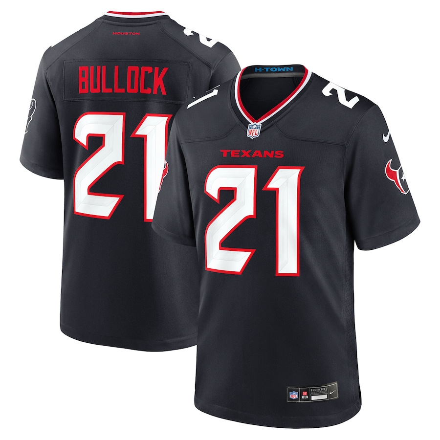 Men's Houston Texans Calen Bullock Nike Navy Team Game Jersey