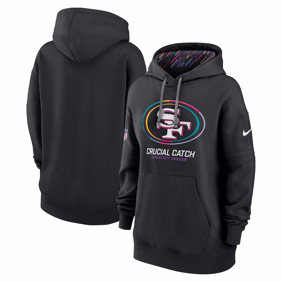 Women's San Francisco 49ers  Nike Black 2024 NFL Crucial Catch Club Pullover Hoodie
