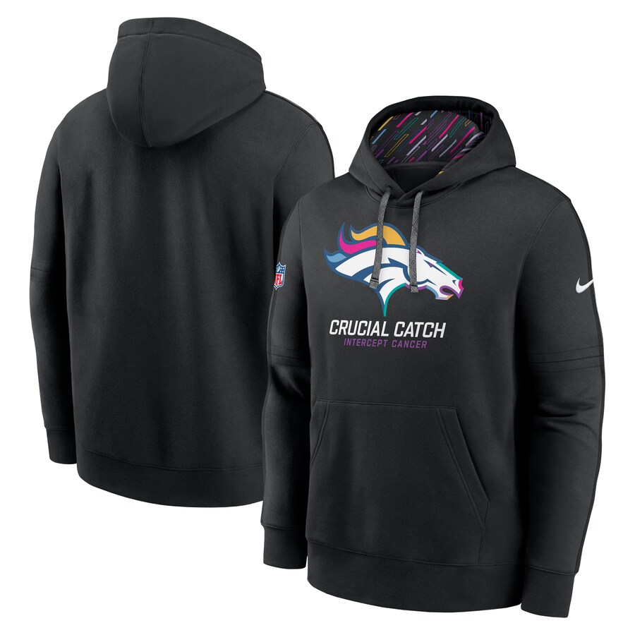 Men's Denver Broncos Nike Black 2024 NFL Crucial Catch Club Pullover Hoodie