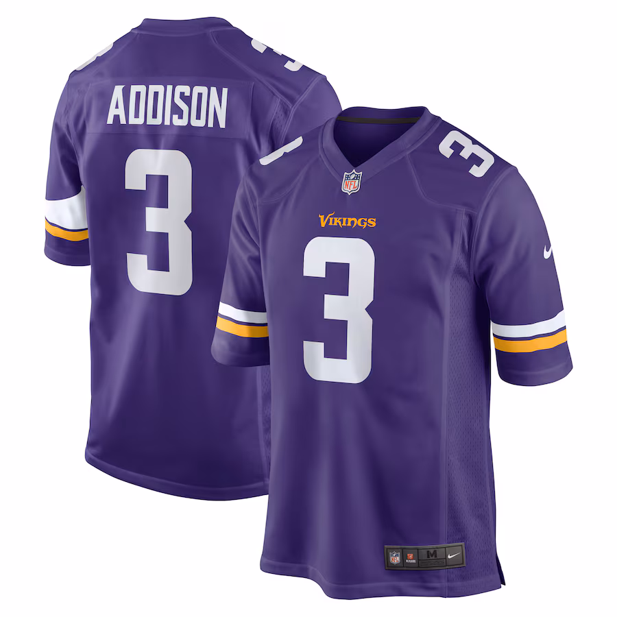 Men's Minnesota Vikings Jordan Addison Nike Purple Game Jersey