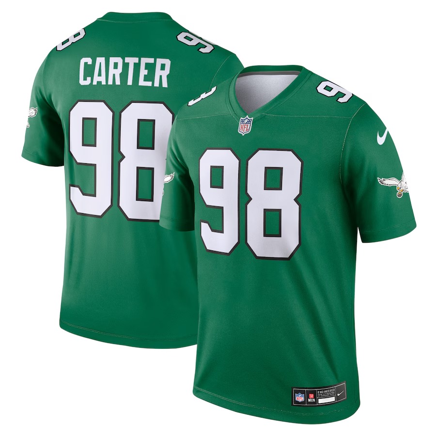 Men's Philadelphia Eagles Jalen Carter Nike Kelly Green Alternate Legend Player Performance Top