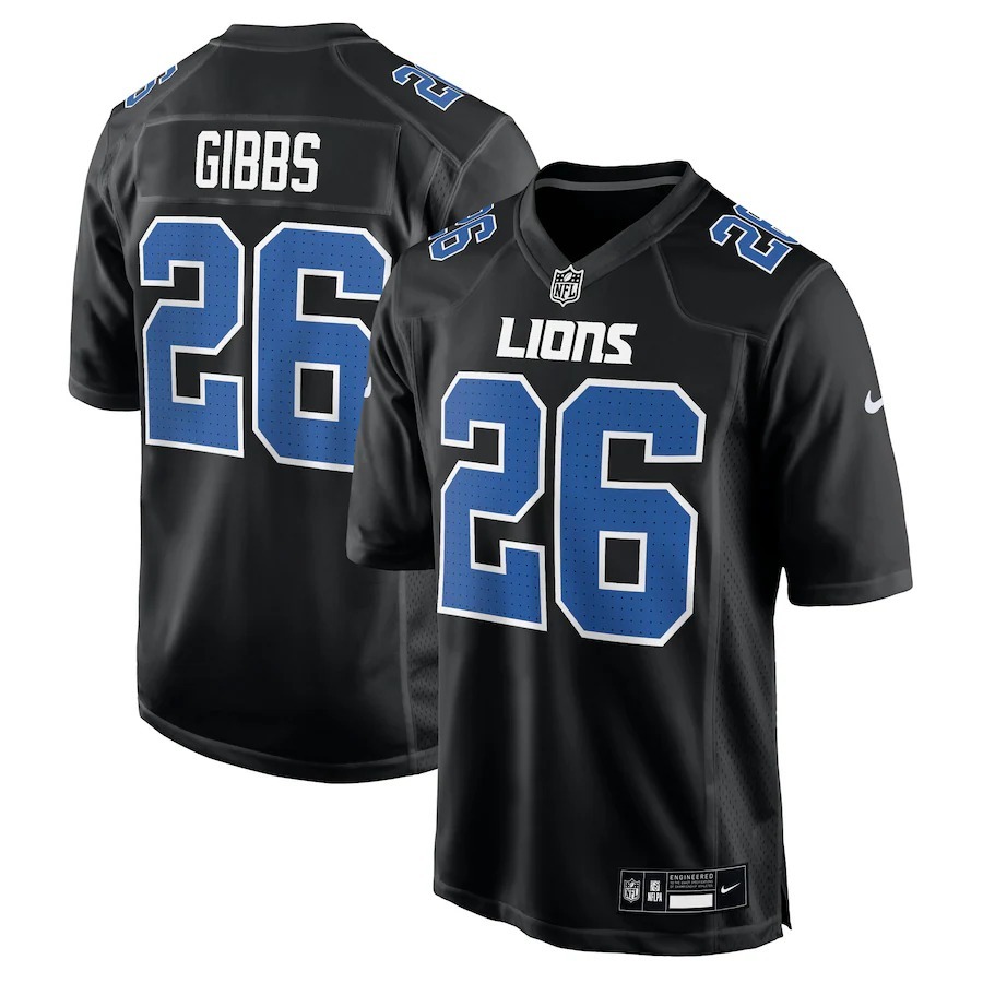 Men's Detroit Lions Jahmyr Gibbs Nike Carbon Black Fashion Jersey