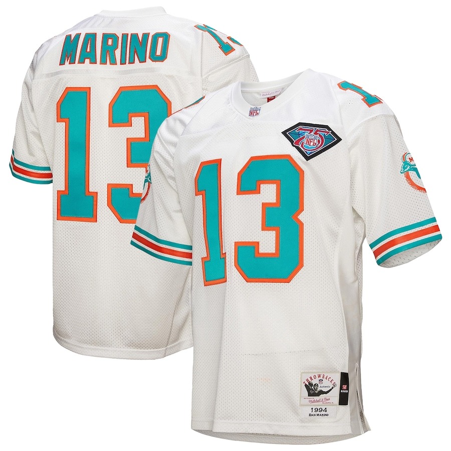Men's Miami Dolphins 1994 Dan Marino Mitchell & Ness White Authentic Throwback Retired Player Jersey