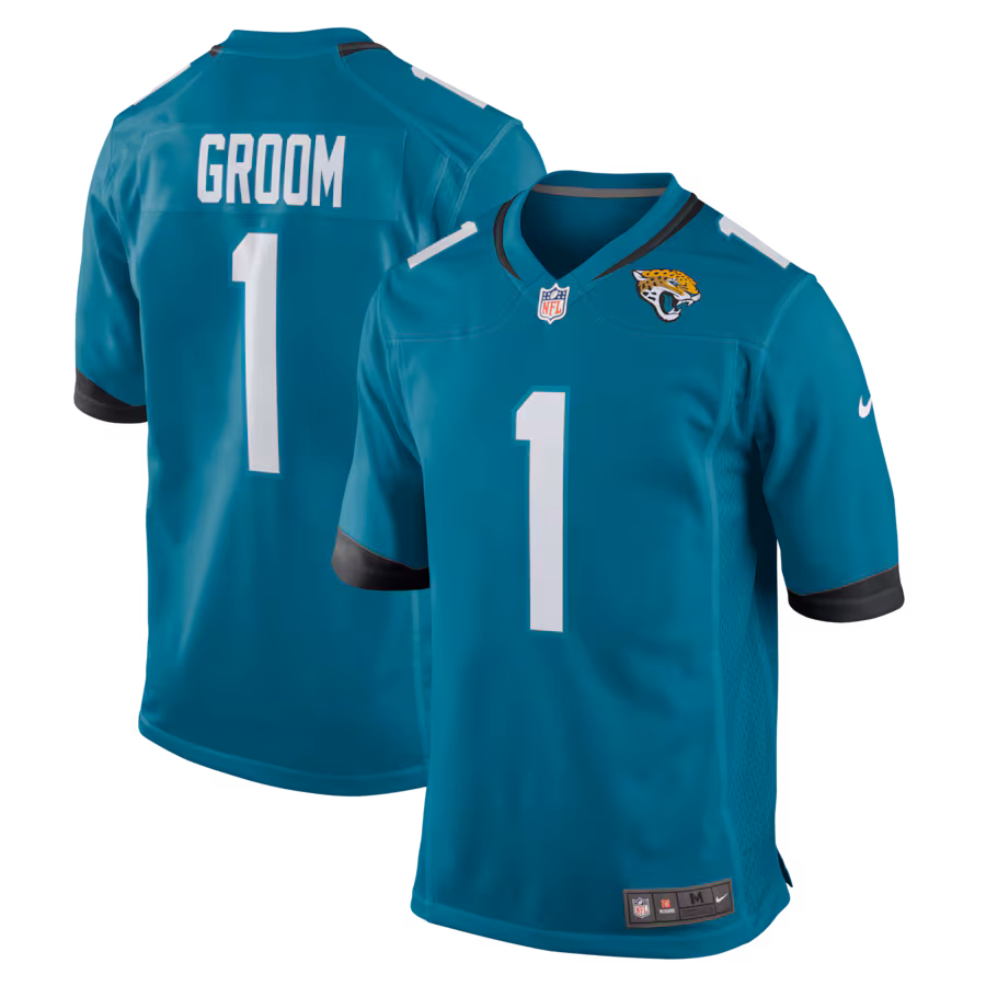 Men's Jacksonville Jaguars Number 1 Groom Nike Teal Game Jersey