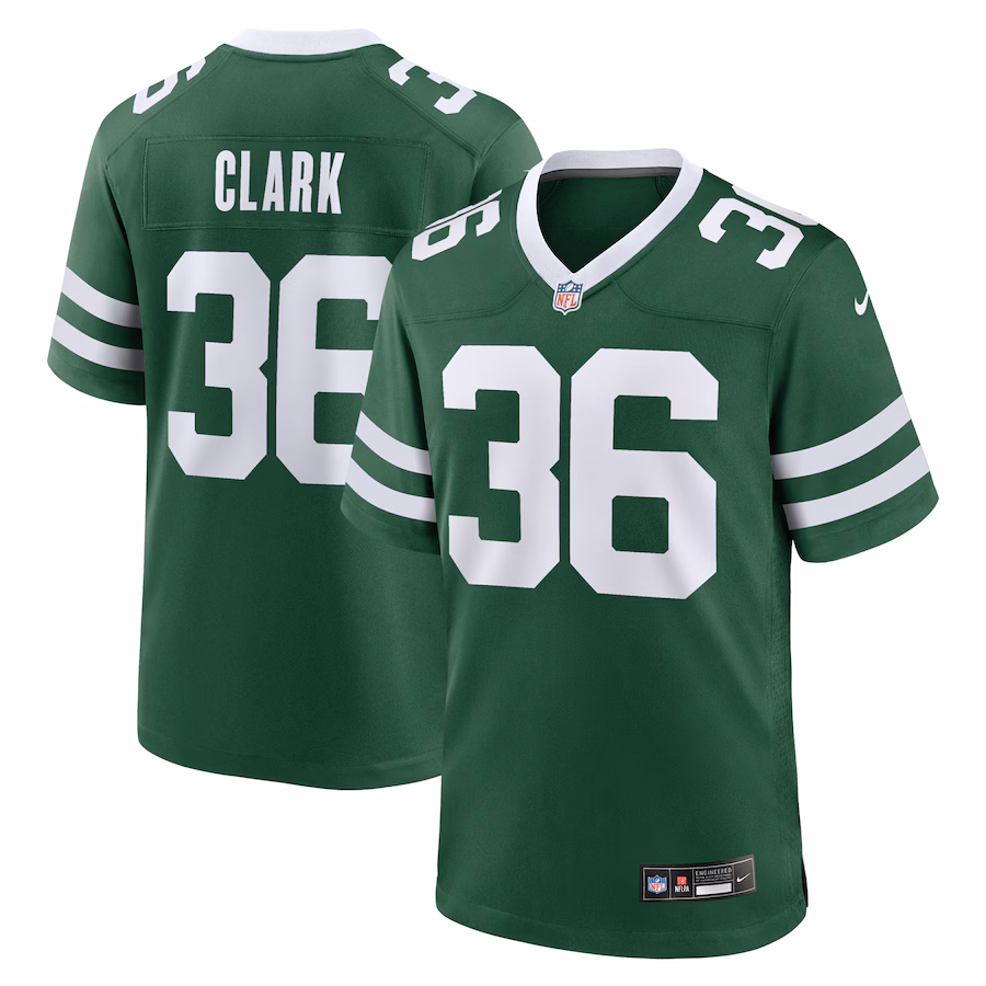 Men's New York Jets Chuck Clark Nike Legacy Green Team Game Jersey