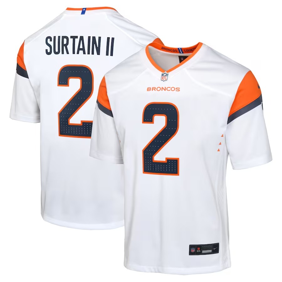 Youth Denver Broncos Patrick Surtain II Nike White Mile High Collection Game Jersey