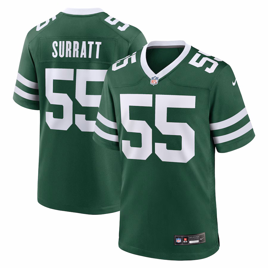 Men's New York Jets Chazz Surratt Nike Legacy Green Team Game Jersey