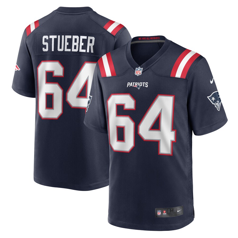 Men's New England Patriots Andrew Stueber Nike Navy Game Player Jersey