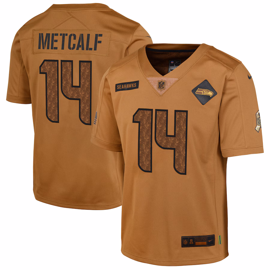 Youth Seattle Seahawks DK Metcalf Nike Brown 2023 Salute To Service Limited Jersey