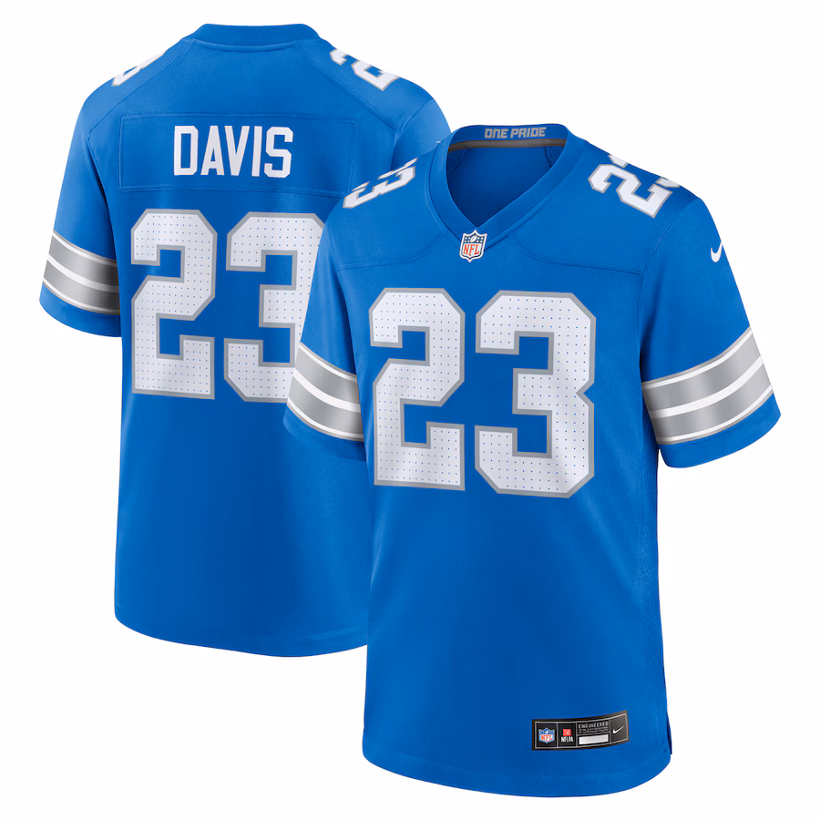 Men's Detroit Lions Carlton Davis Nike Blue Team Game Jersey